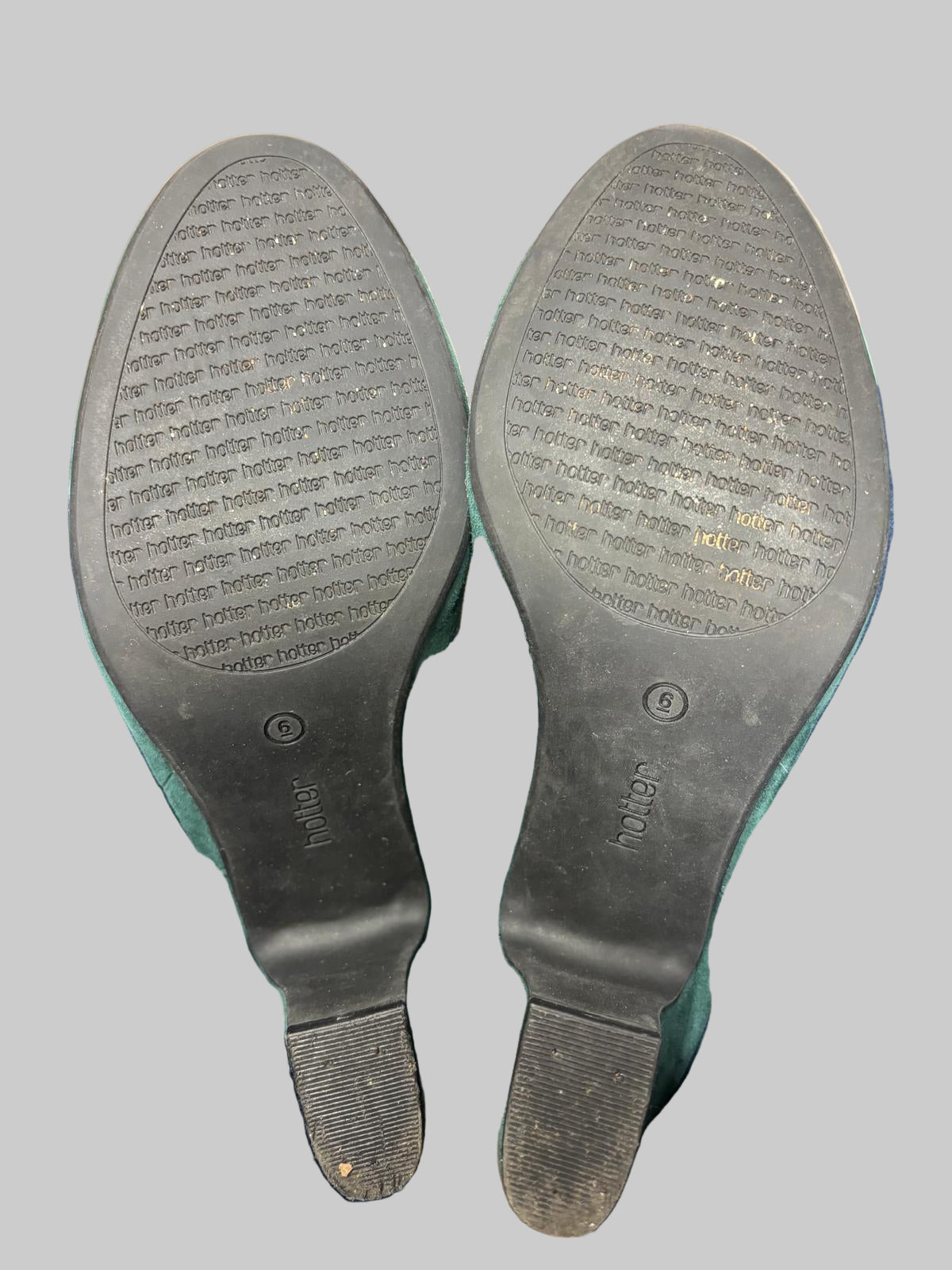 Hotter Emerald Green Suede Heeled Shoe Boots Gold Zip UK Size 6