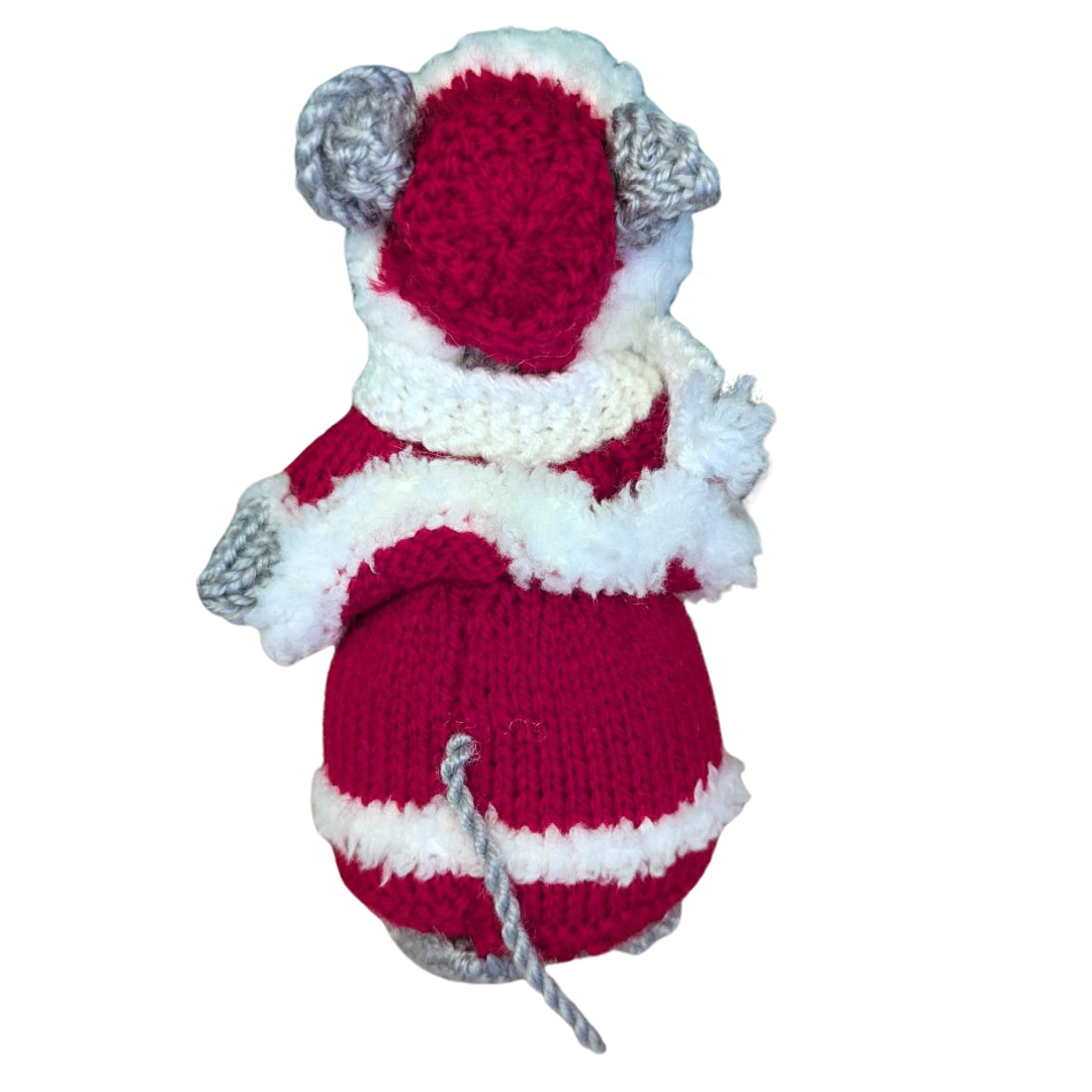 Hand-knitted red Hooded winter mouse