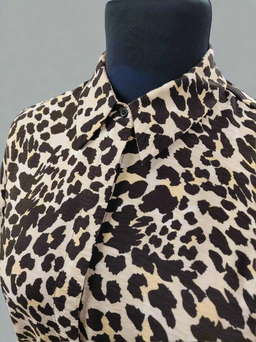 Sosander Leopard Print Dress UK 14 EU 42 Short Sleeve Midi