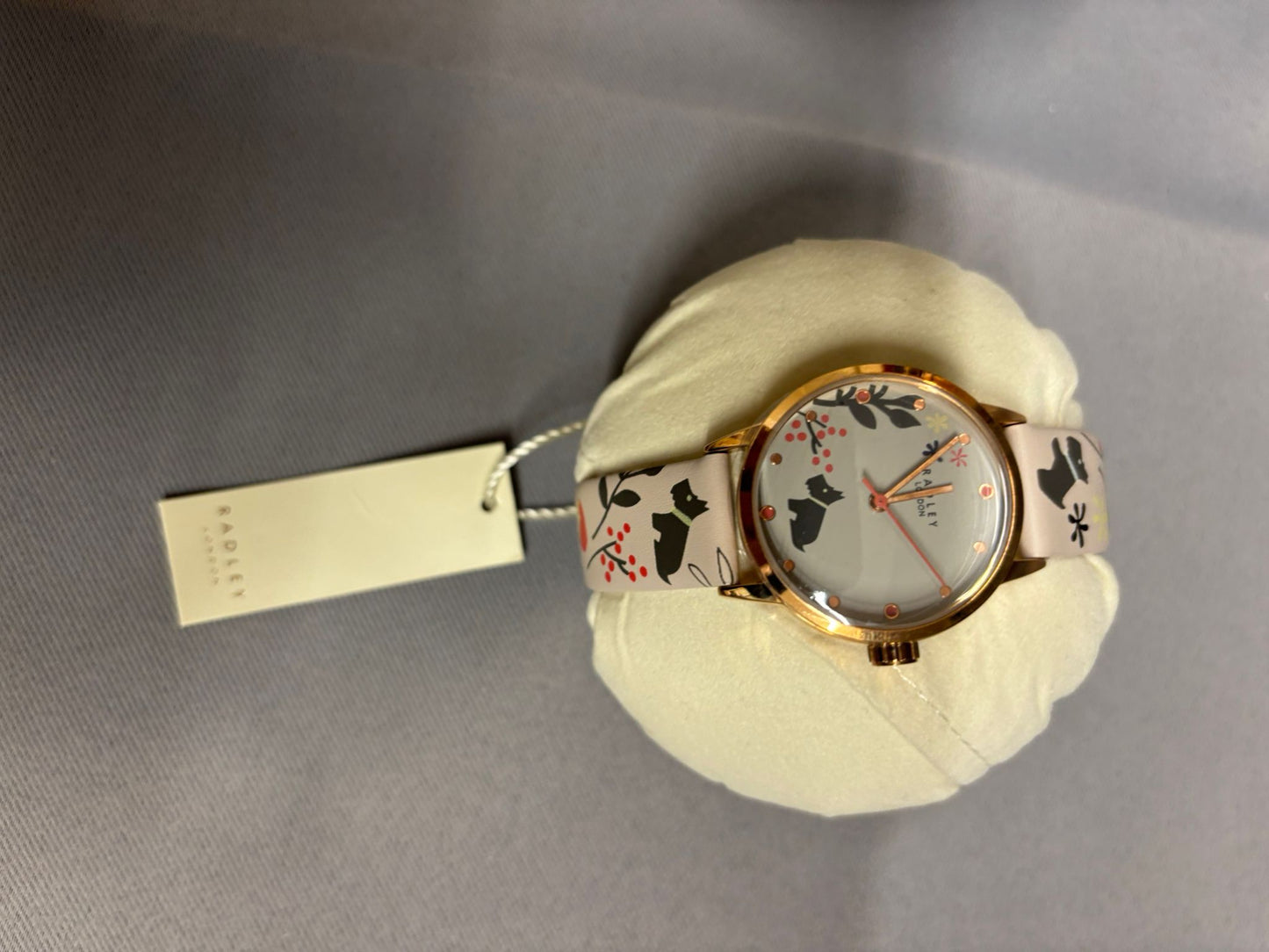 Radley Analogue Watch BNWT Grey Pink Fully Working With Battery