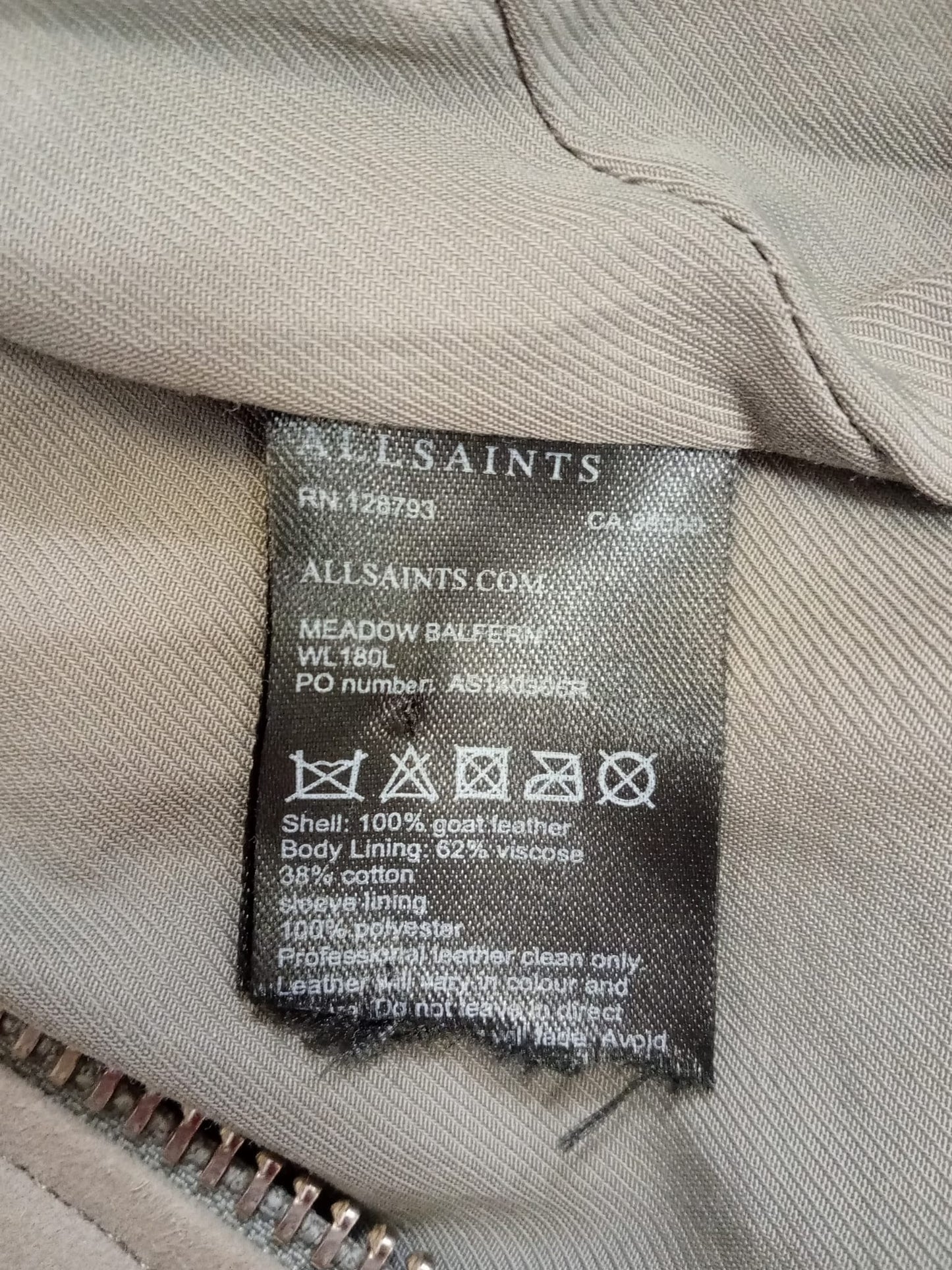 All Saints Women's Goat Leather Biker Cut Jacket Size 6 Good Condition