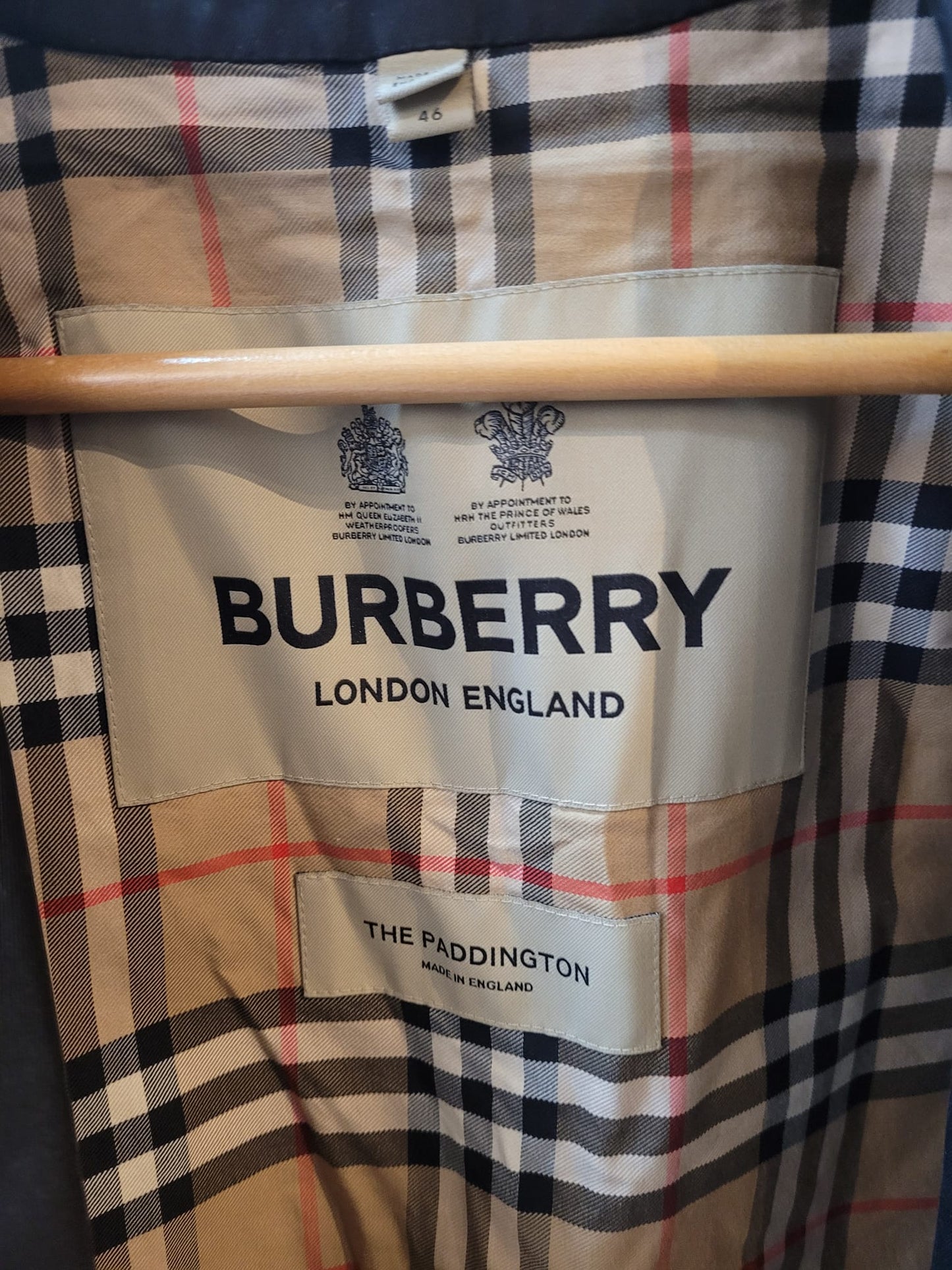 Burberry 'The Paddington' Black Jacket Size 46 Cotton-Blend Mac Trench Jacket