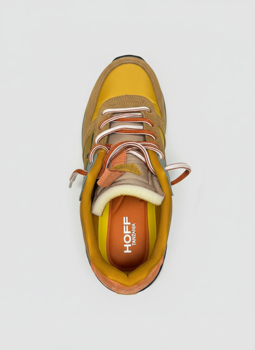 HOFF Tanzania Velvet Suede Trainers UK 6 EU 39 Yellow Green Orange
