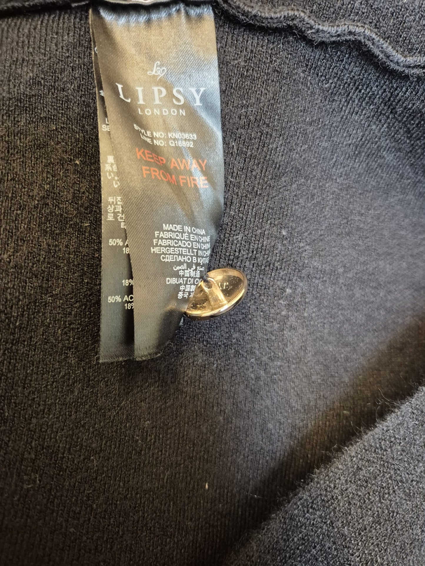 Lipsy London Knit Dress in Cream & Black - UK 8 EU 36 - Great Condition