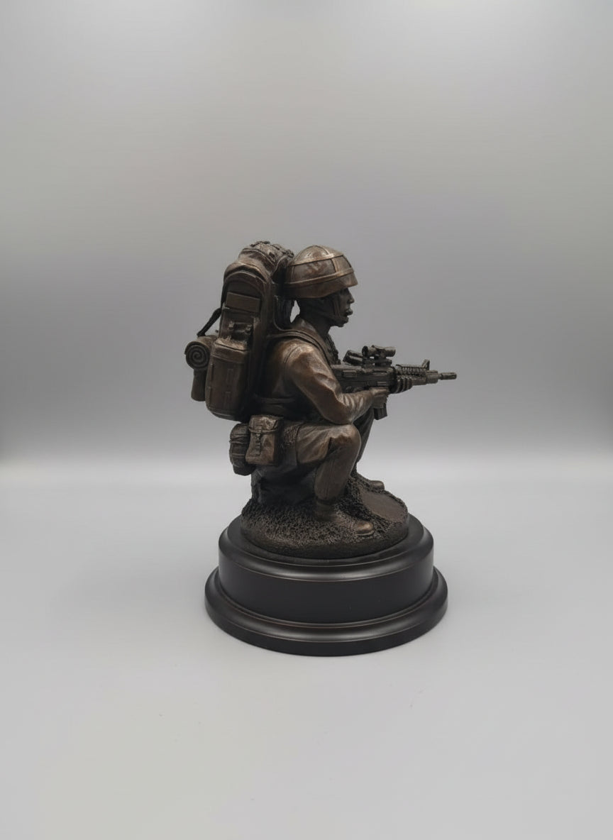 British Army Crouching Signaller Bronze Statue