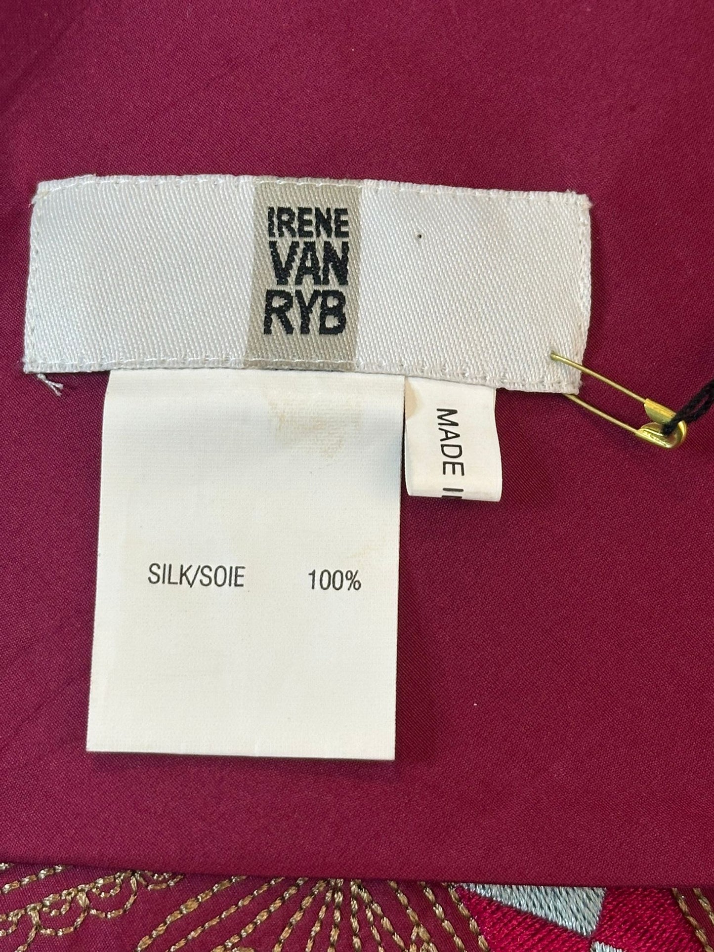 IRENE VAN RYB Women's Dark Pink Dress w/ Detachable Shawl - EU 40/UK 12 100% SILK