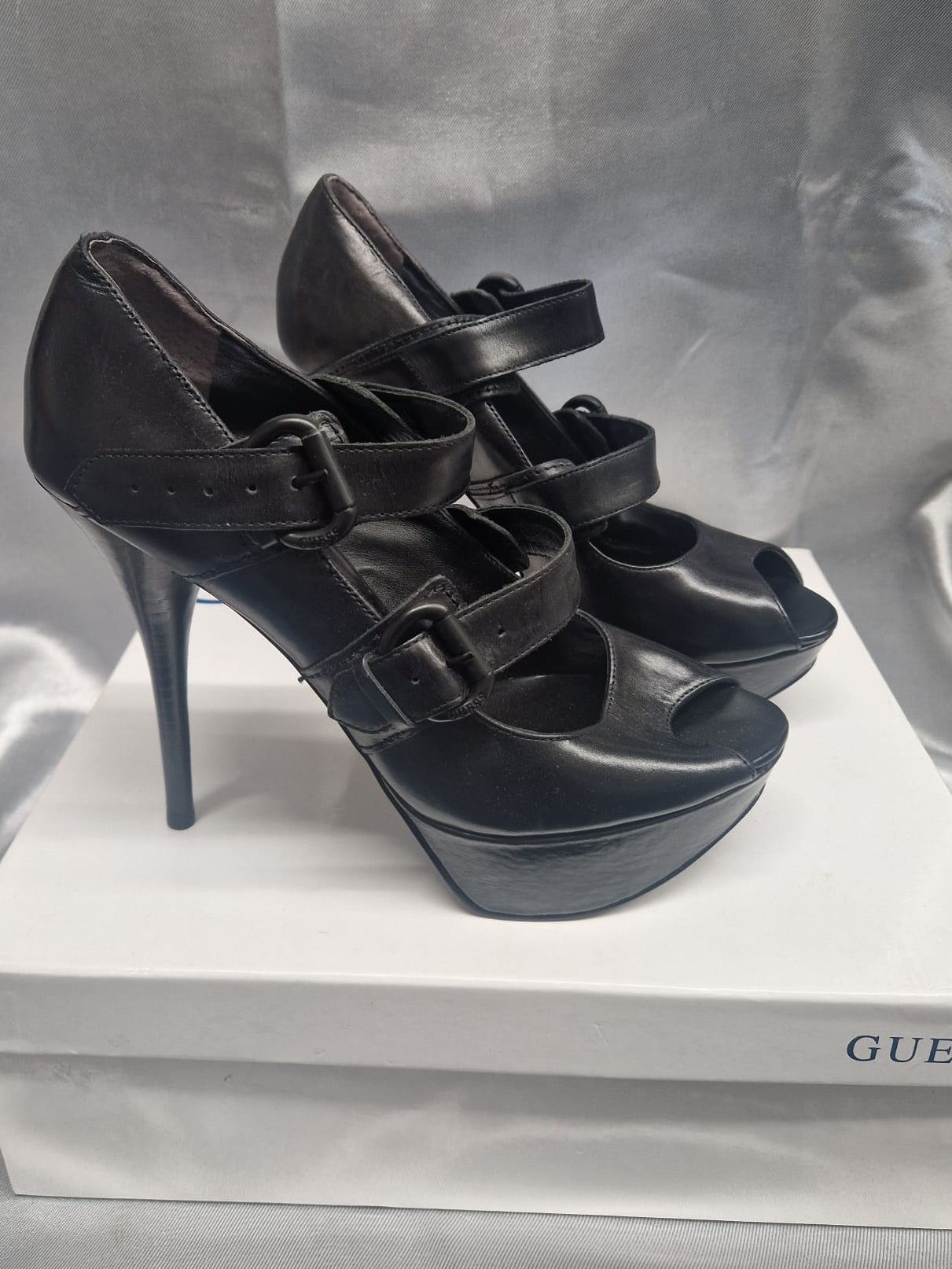 Guess Strappy Leather Stiletto Heels UK 5 EU 38 in Box - £94.50 - NEW