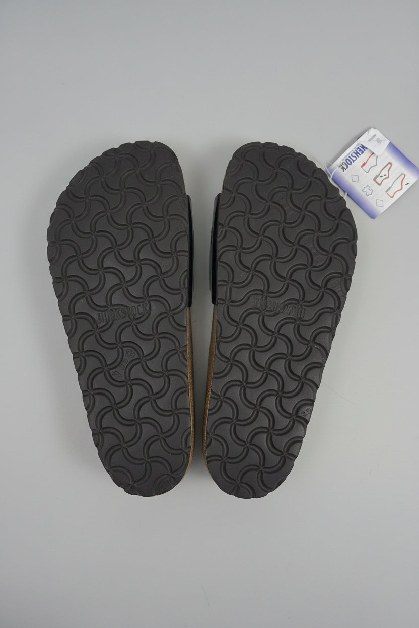 Birkenstock Madrid Buckled Shiny Black Sandals One Strap Slip-On's UK 5 EU 38