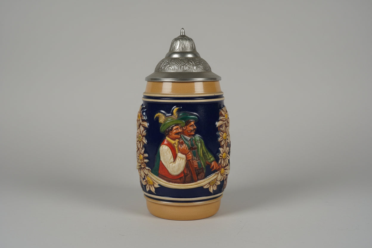 German Lidded Beer Stein. Collection of 5