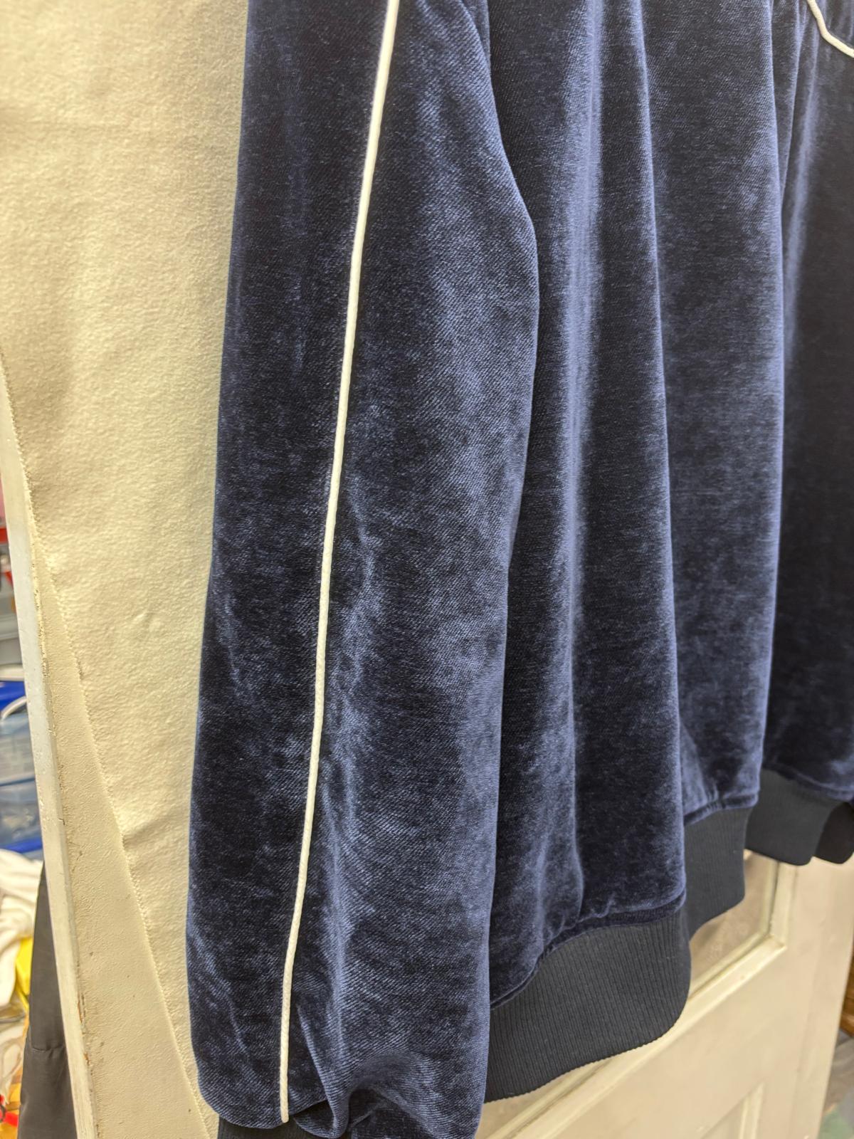 COPPOLELLA Skateboard Jacket Size Large Blue Velvet Velour Bomber