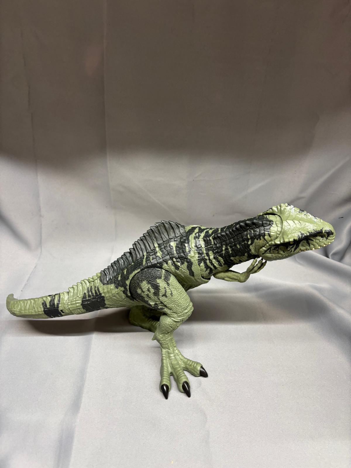 2 x Jurassic Park T-Rex Figure Jointed Moveable Toy - Brown & Green Plastic - Collectible - GOOD USED CONDITION
