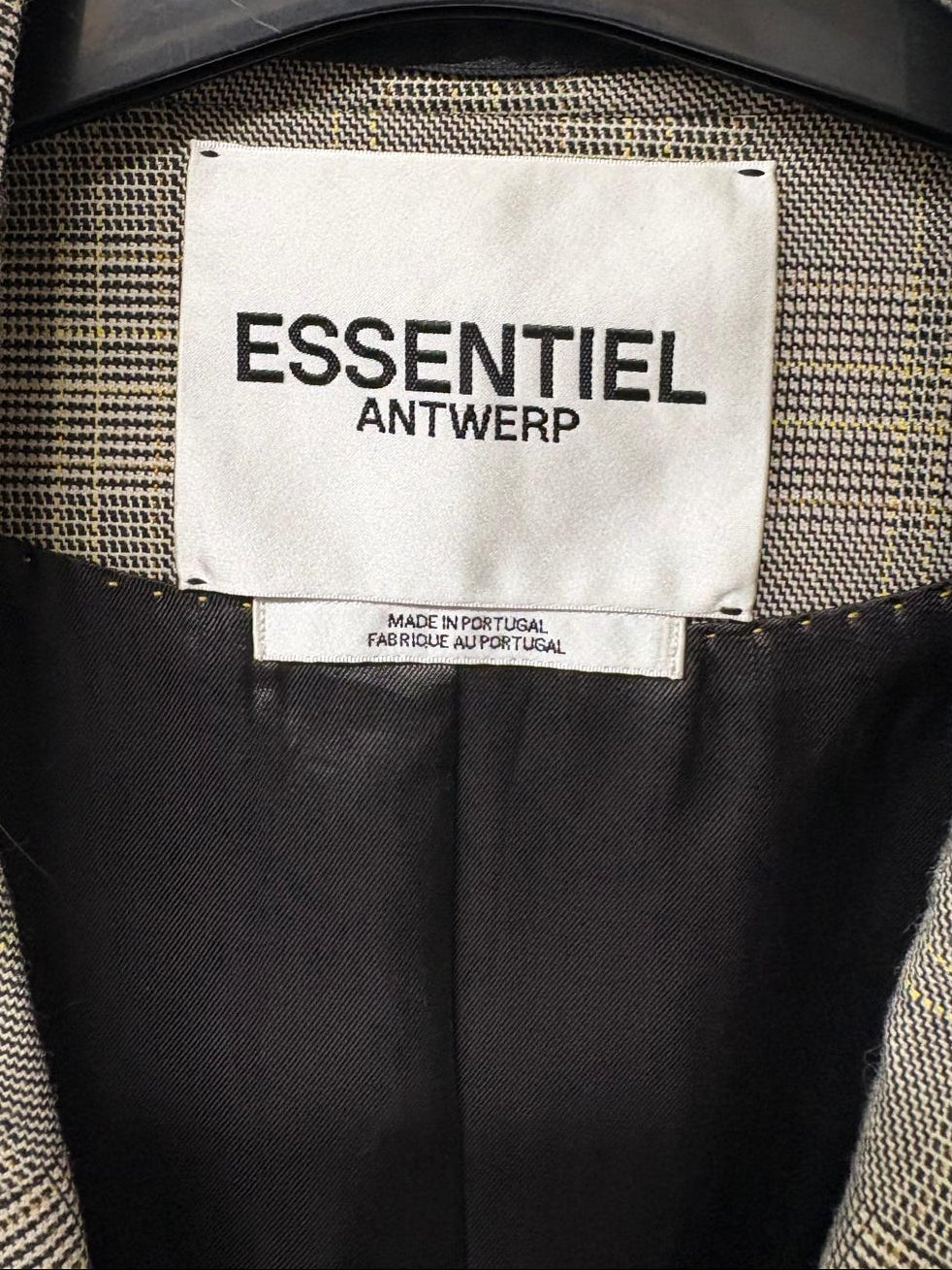 ESSENTIEL ANTWERP Check Blazer Jacket UK 10 EU 38 Grey Black Yellow Venton - GOOD USED CONDITION