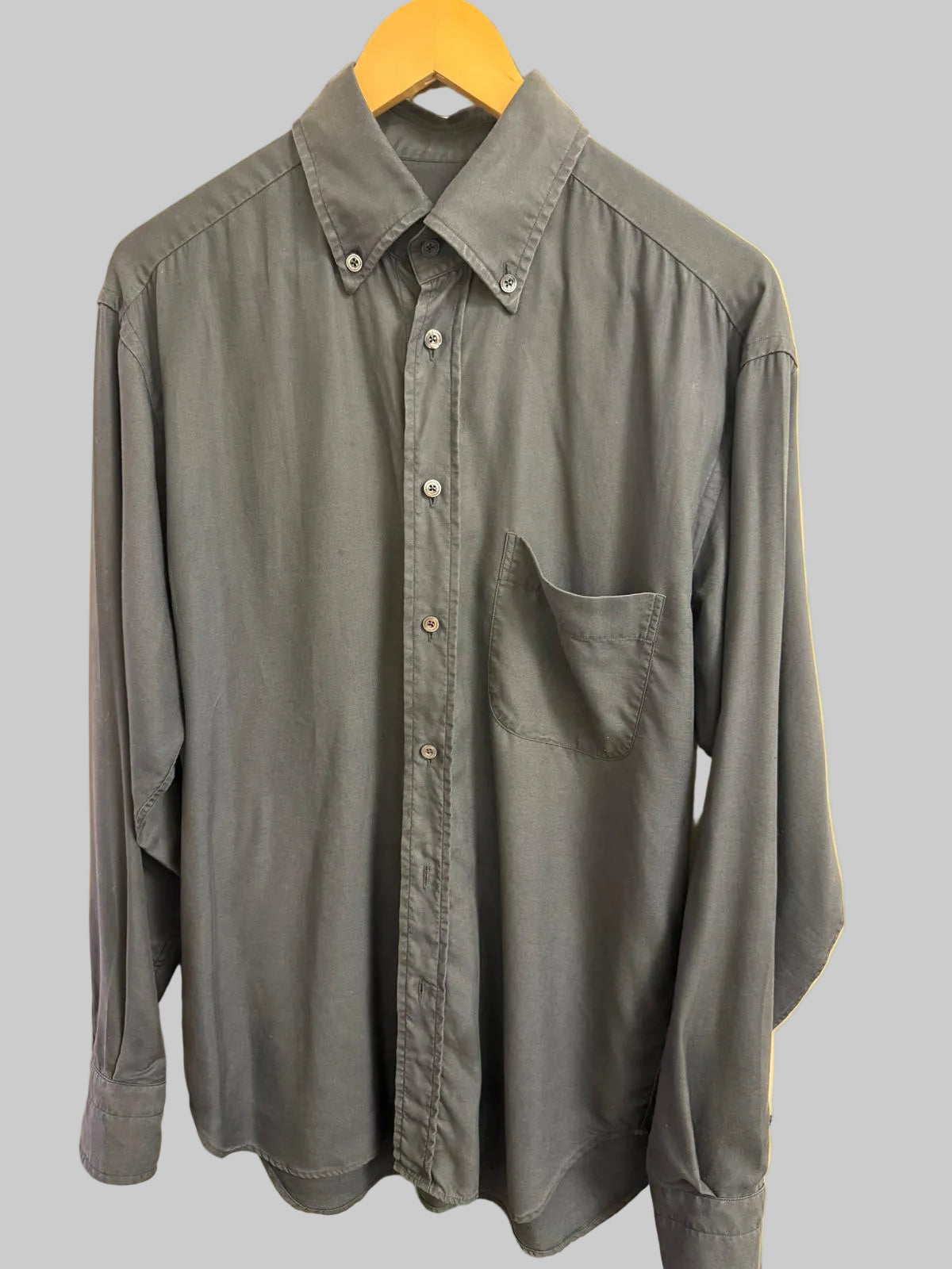Tom Ford Size 40 Charcoal Blue Grey Long-Sleeve Shirt Buttoned Lyocell