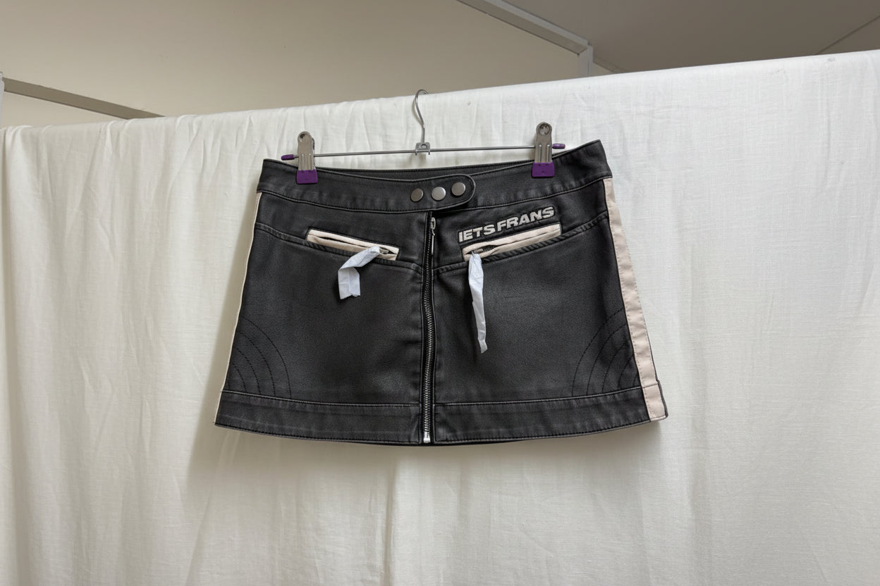 Urban Outfitters Iets Frans Motorcross Vegan Leather mini skirt SIZE EX SMALL