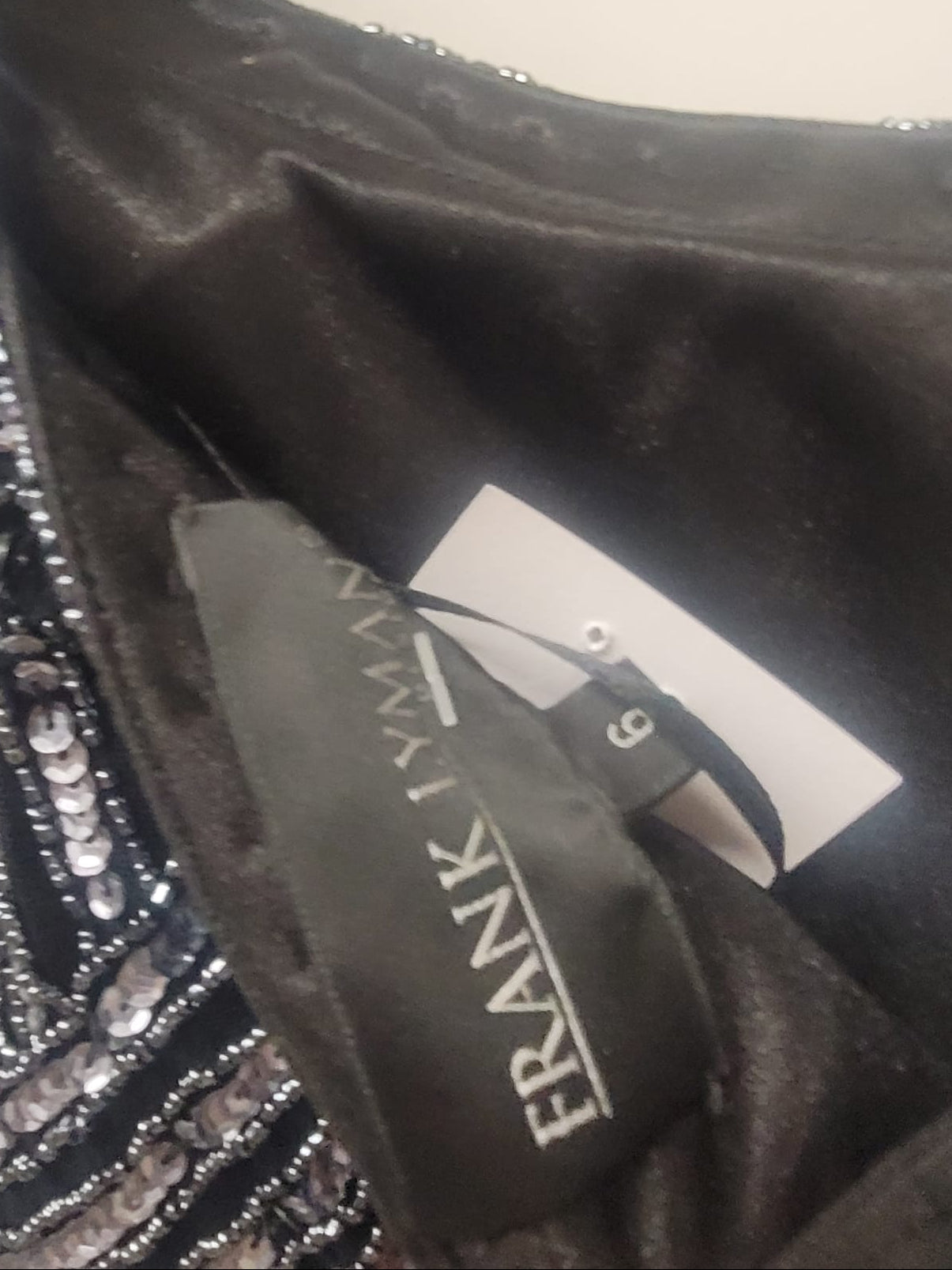 Frank Lyman (6) Black Beaded Dress UK 10 EU 38 Sequin Party