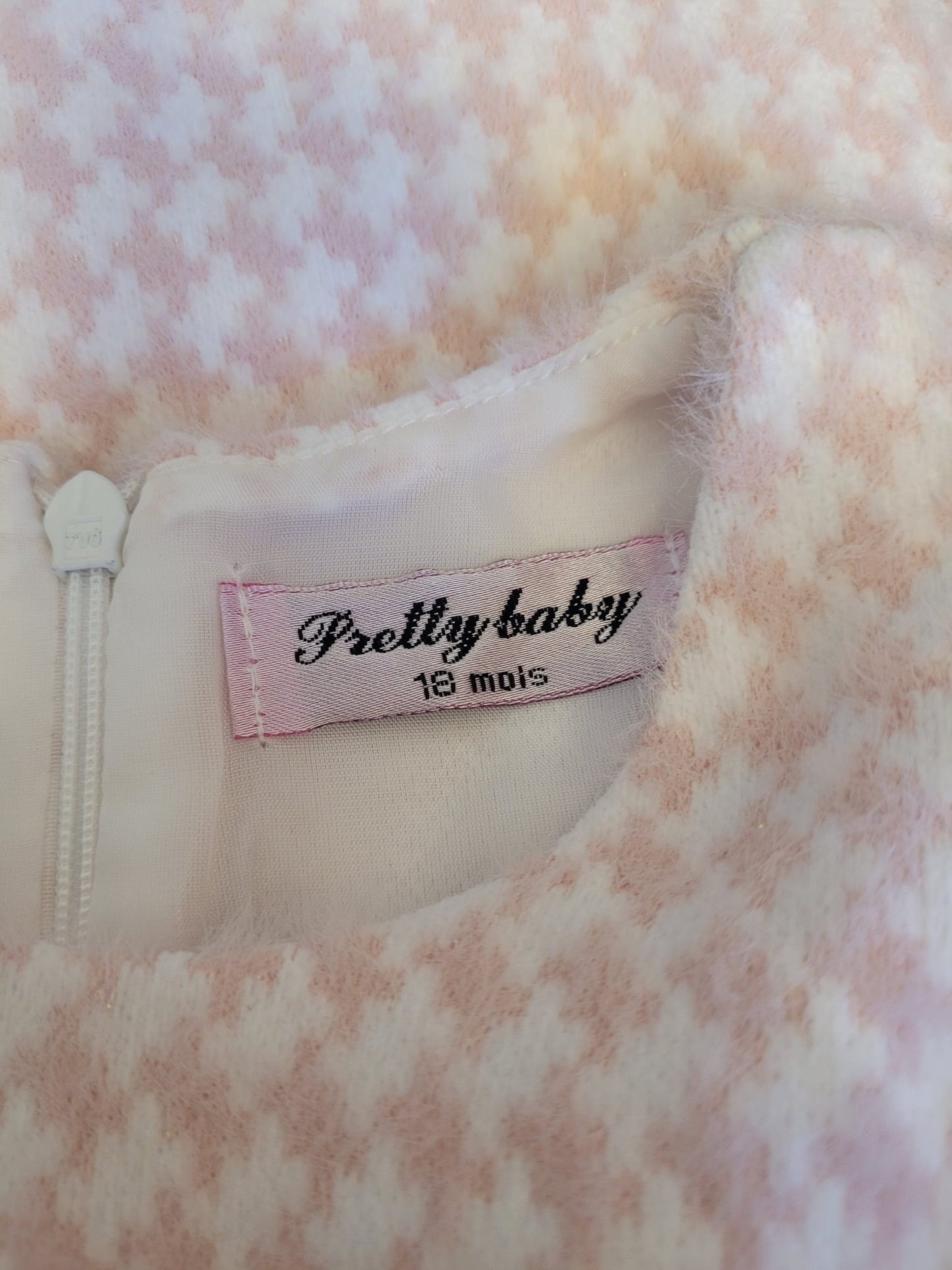 Pink & White Houndstooth Skater Party Dress - Age 18 Months - Baby Girl