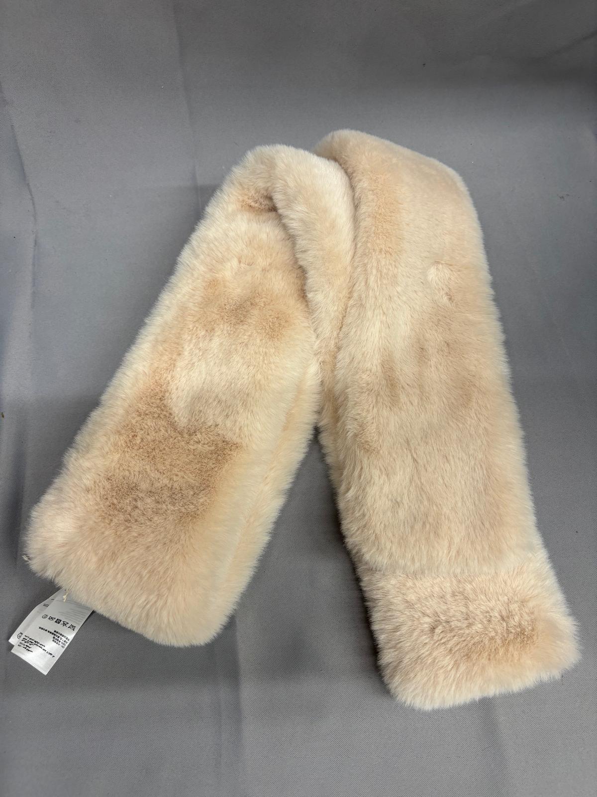 L.K. Bennett Faux Fur Scarf Shawl Cara - Cream - Off White
