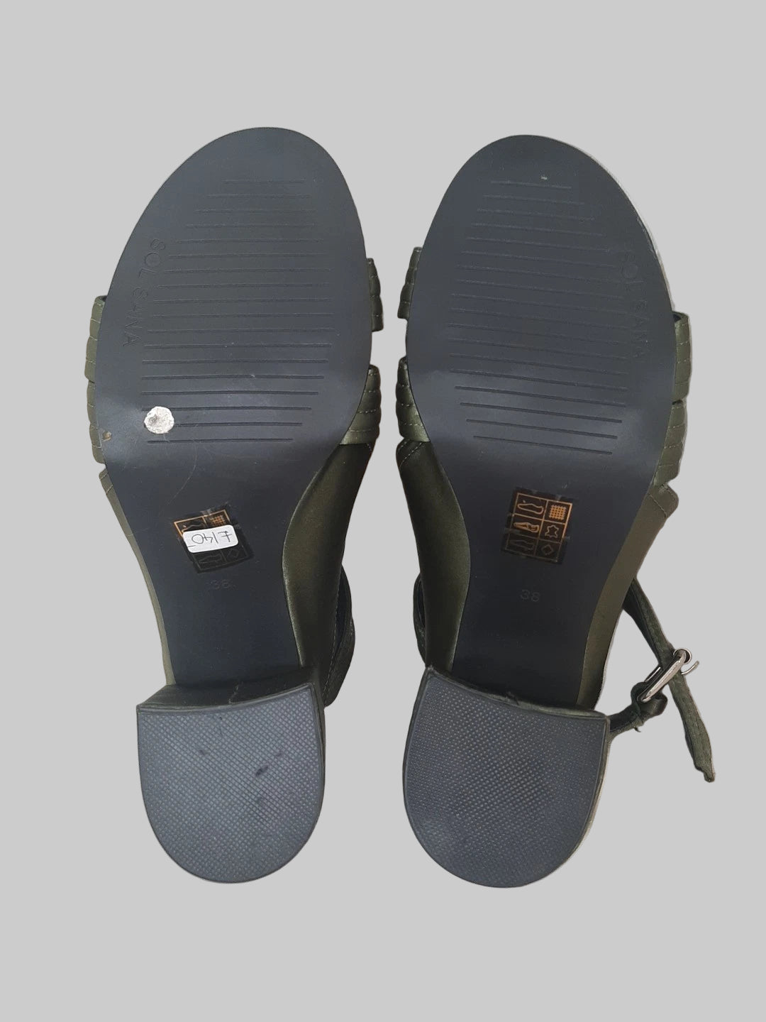 Sol Sana Green Satin Heeled Strappy Sandals Buckle UK 5 EU 39