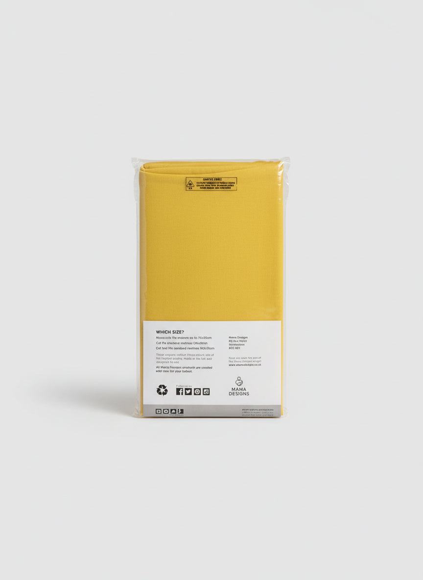Brand New Mama Designs Organic Fitted Sheet - Moses Basket - 73 x 30CM - Yellow