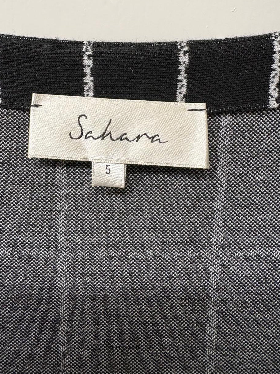 SAHARA Black & White Check Dress (S) Size Small V-Neck Midi Maxi Smock