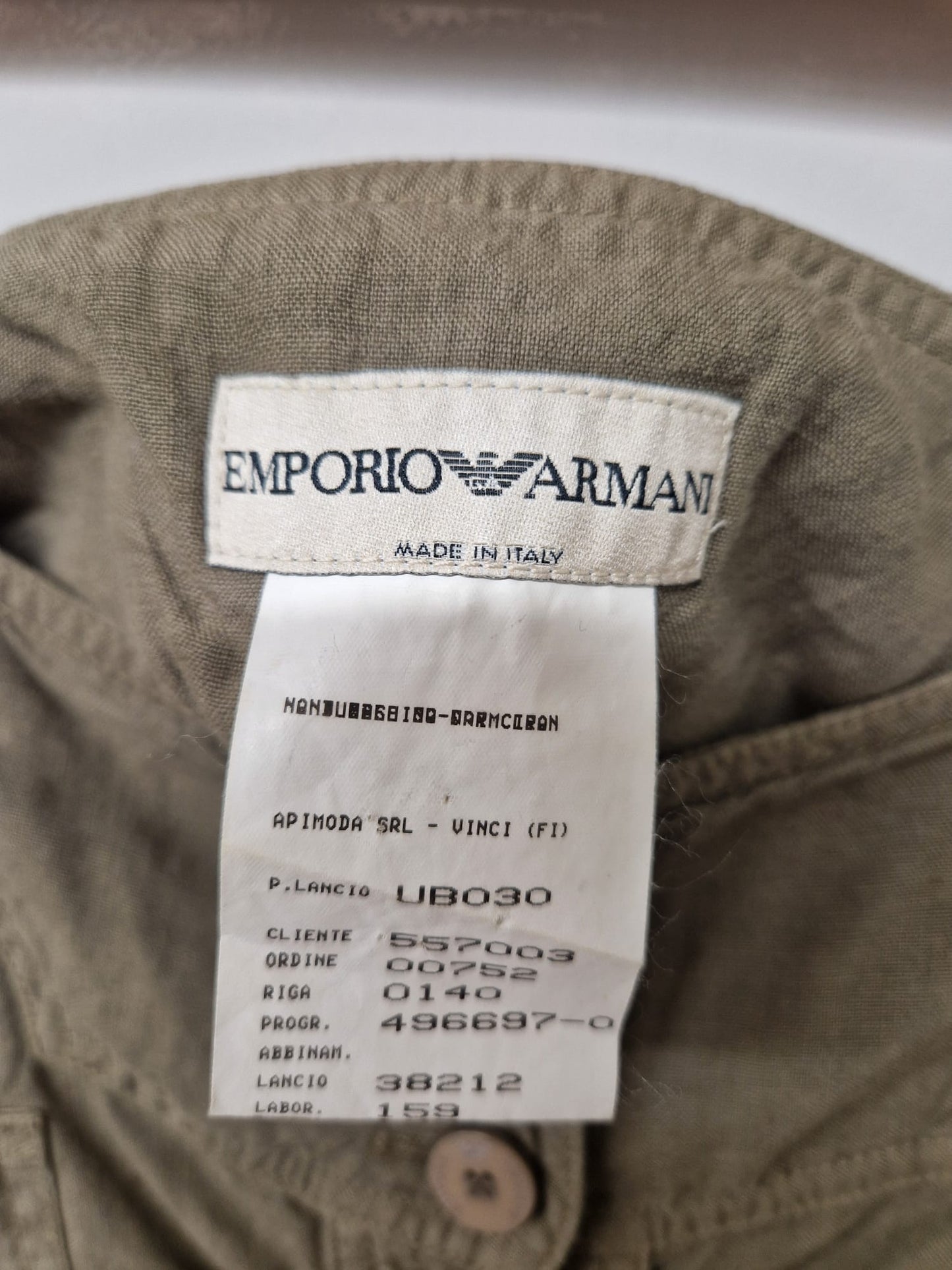 Armani Khaki Green Linen Skirt UK 10 EU 38 Buttoned Pockets Knee-Length