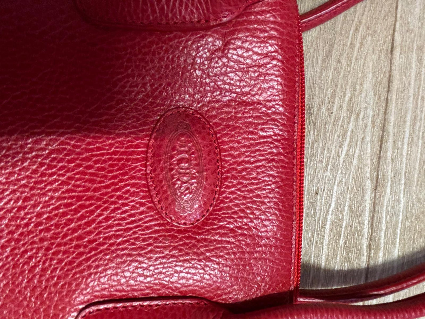 Tod's Red Leather Silver Studded Handbag