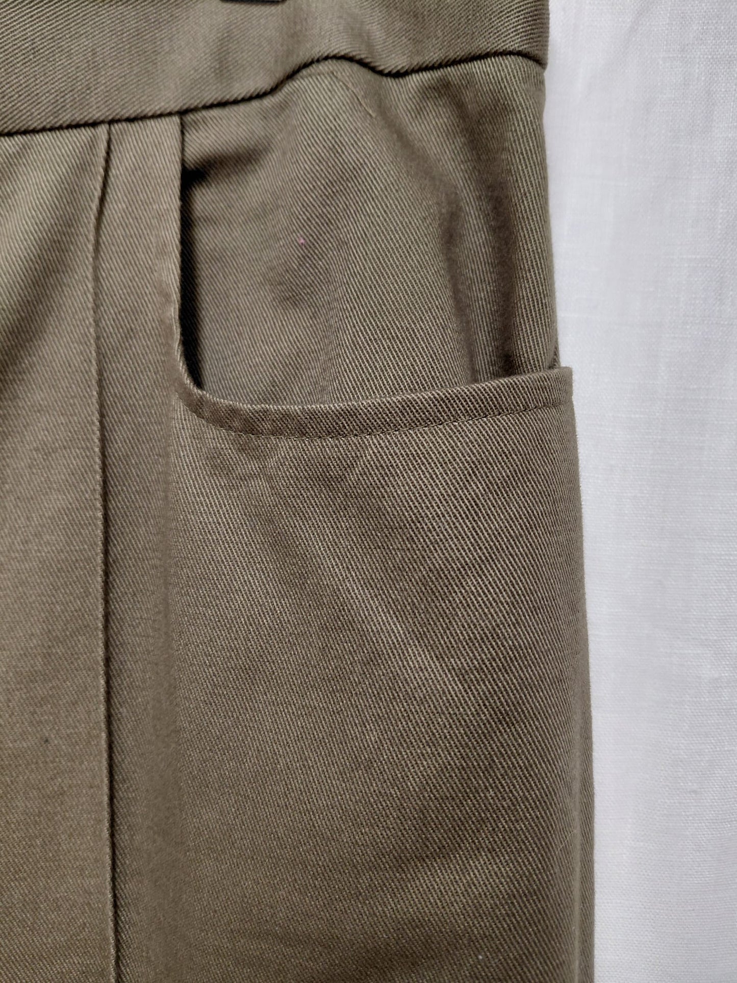 Jigsaw Khaki Green Smart Trousers UK 12 EU 40 100% Cotton