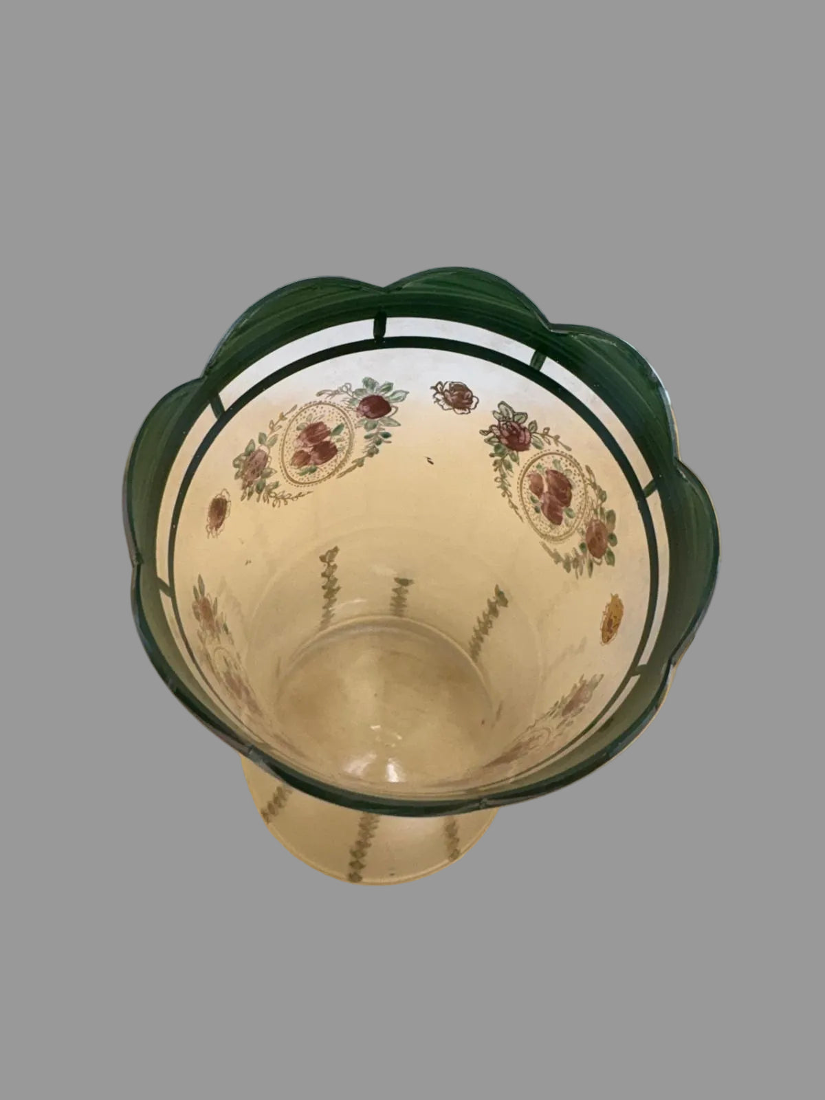 Vintage Frosted Hand Painted Glass Vase Used Good Condition