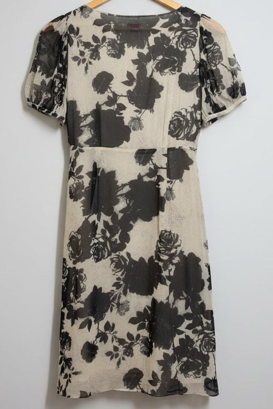 Whistles 100% Silk Floral twist Front Dress SIZE 10 used vgc