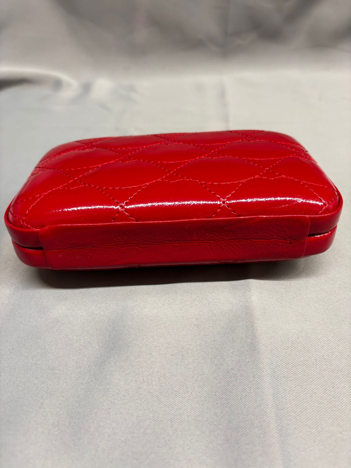 Lulu Guinness Red Fifi Clutch Gold Metalwork Dustbag