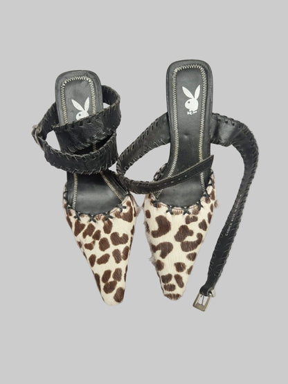 Playboy Vintage Cow-Girl Stiletto Heels Size UK 4 EU 37 - Pointed - Strappy - Pony-Hair