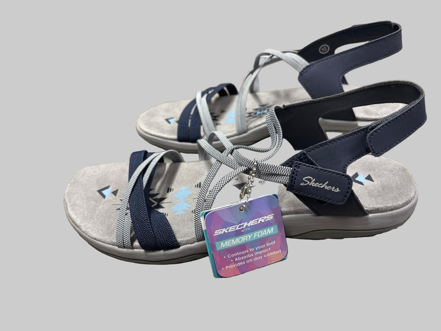Skechers Memory Foam Sandal USA size 10 Navy Blue and Grey