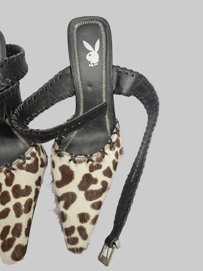 Playboy Vintage Cow-Girl Stiletto Heels Size UK 4 EU 37 - Pointed - Strappy - Pony-Hair