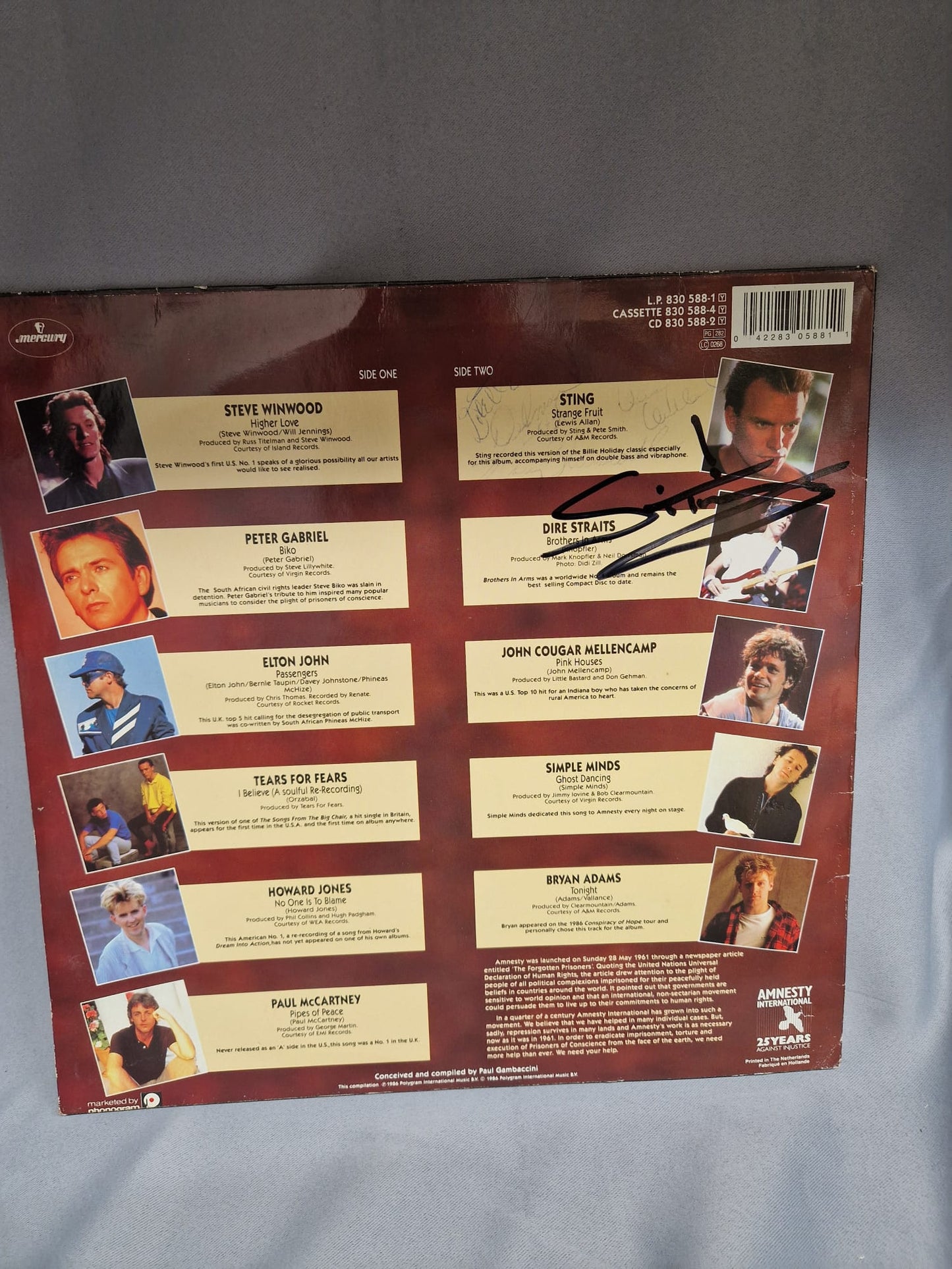 conspiracy of hope signed LP, Sting (used)