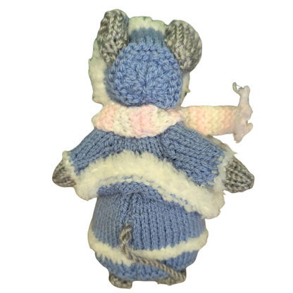 Hand-knitted Blue Hooded winter mouse