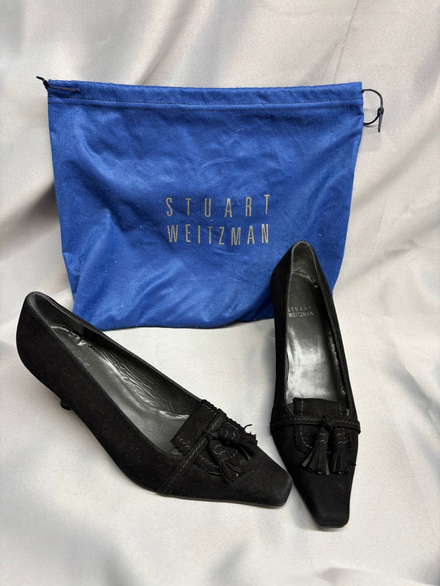 Stuart Weitzman Suede Black Kitten Heels EUR Size 36.5 UK size 4
