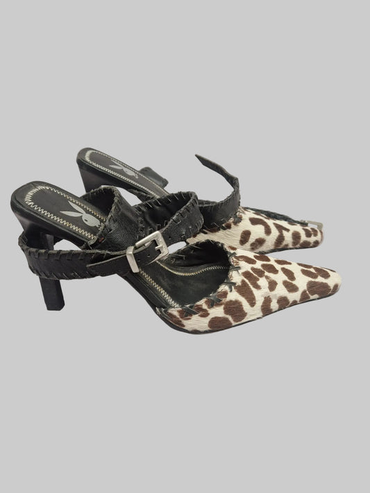 Playboy Vintage Cow-Girl Stiletto Heels Size UK 4 EU 37 - Pointed - Strappy - Pony-Hair