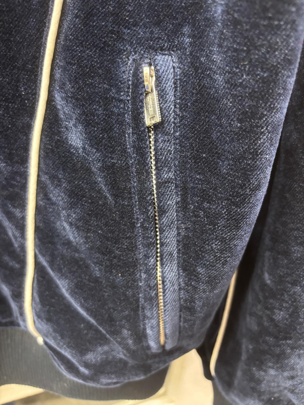 COPPOLELLA Skateboard Jacket Size Large Blue Velvet Velour Bomber