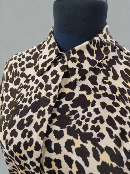Sosander Leopard Print Dress UK 14 EU 42 Short Sleeve Midi