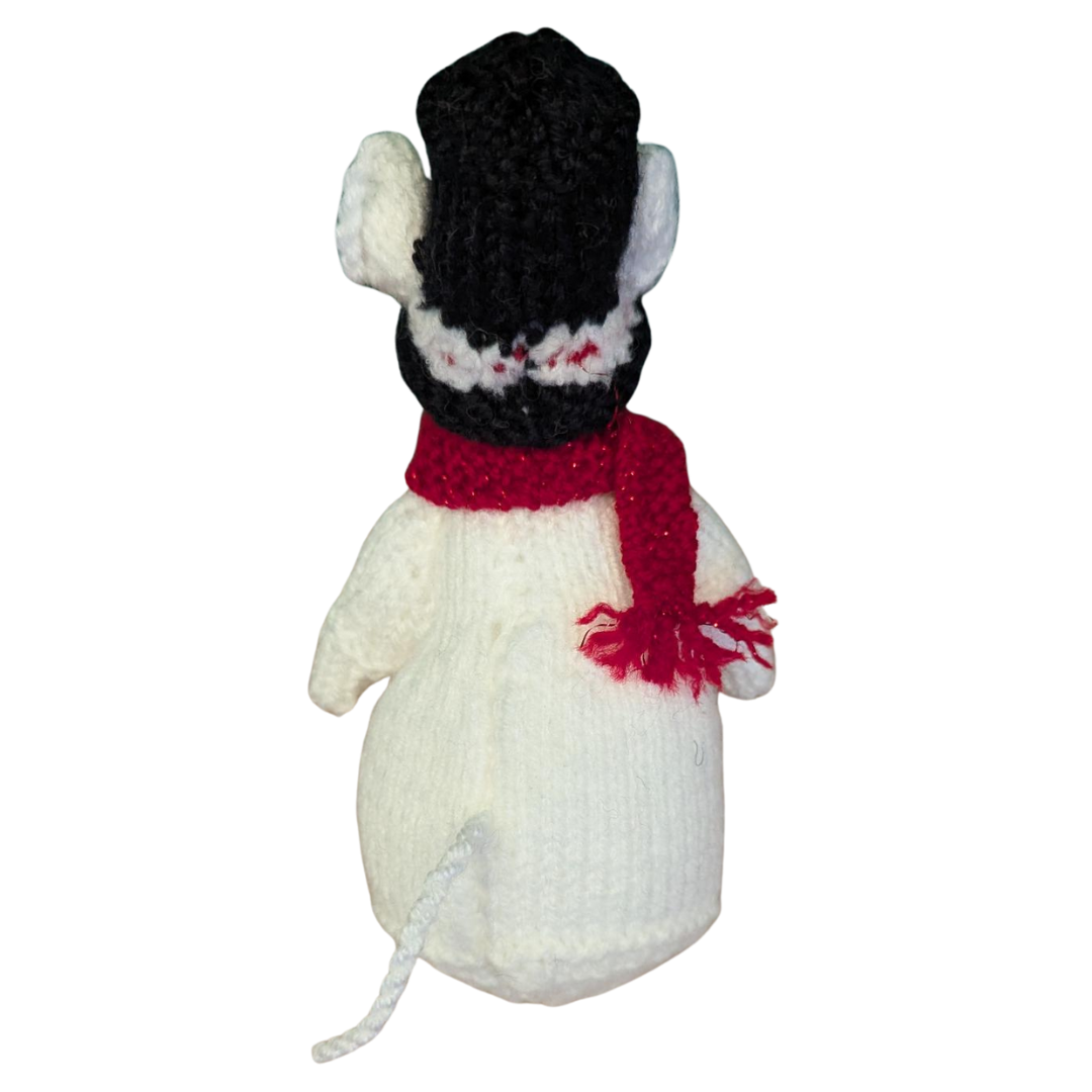 Hand-knitted Snowman winter mouse