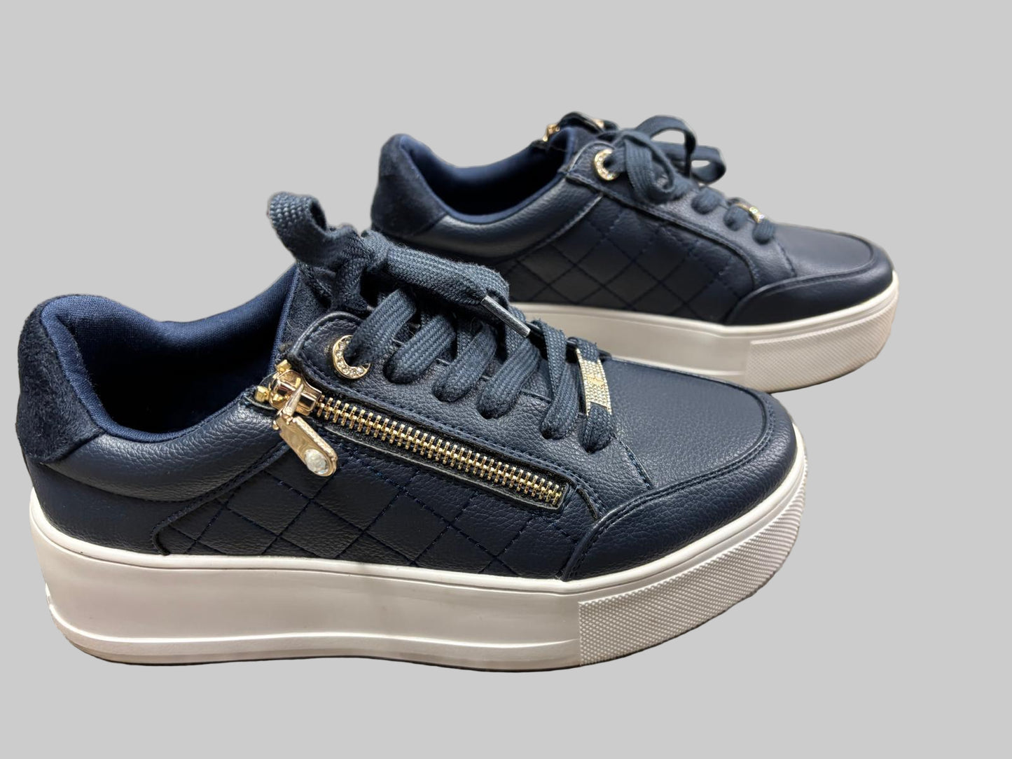 Carvella Navy Zip Up Pumps EUR38