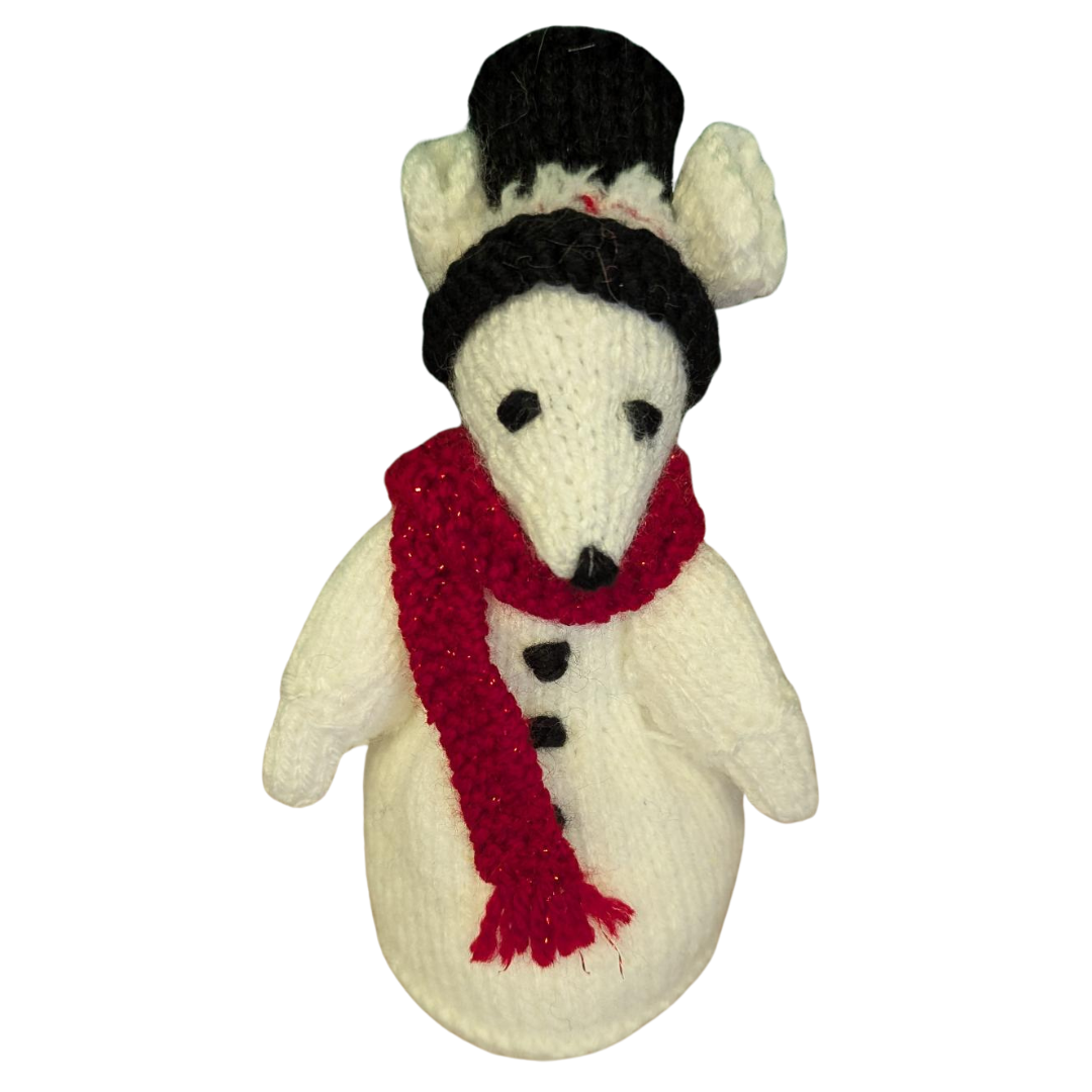 Hand-knitted Snowman winter mouse