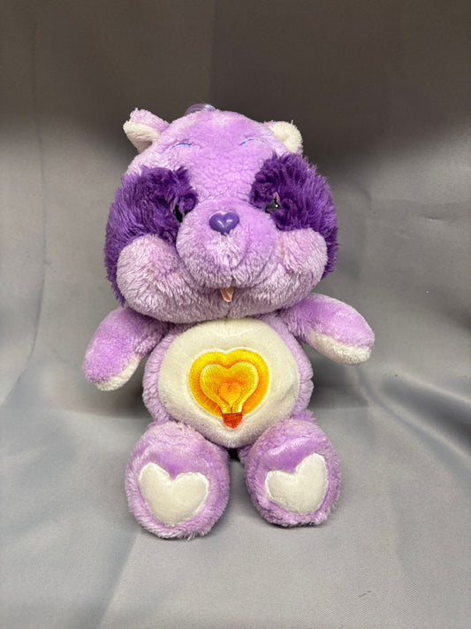 Vintage Original 1980's Care Bear Cousin 12" Bright Heart Raccoon Plush Pre-love