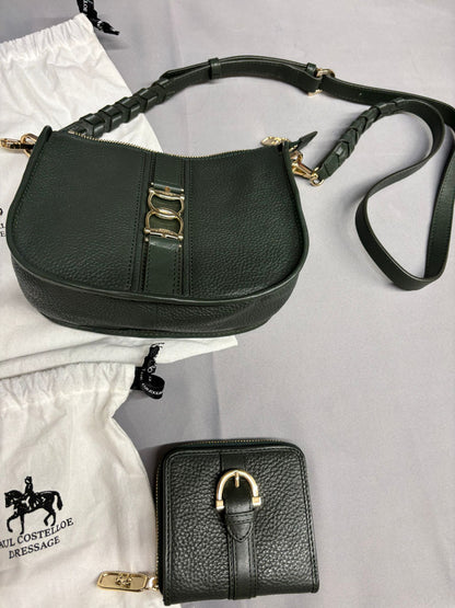 Paul Costelloe Green Crossbody Leather Bag and Matching Purse New