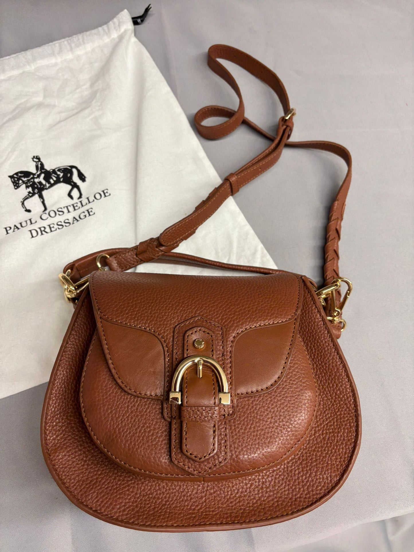 Paul Costelloe Dressage Brown Leather Saddle Bag Crossbody And Matching Purse New
