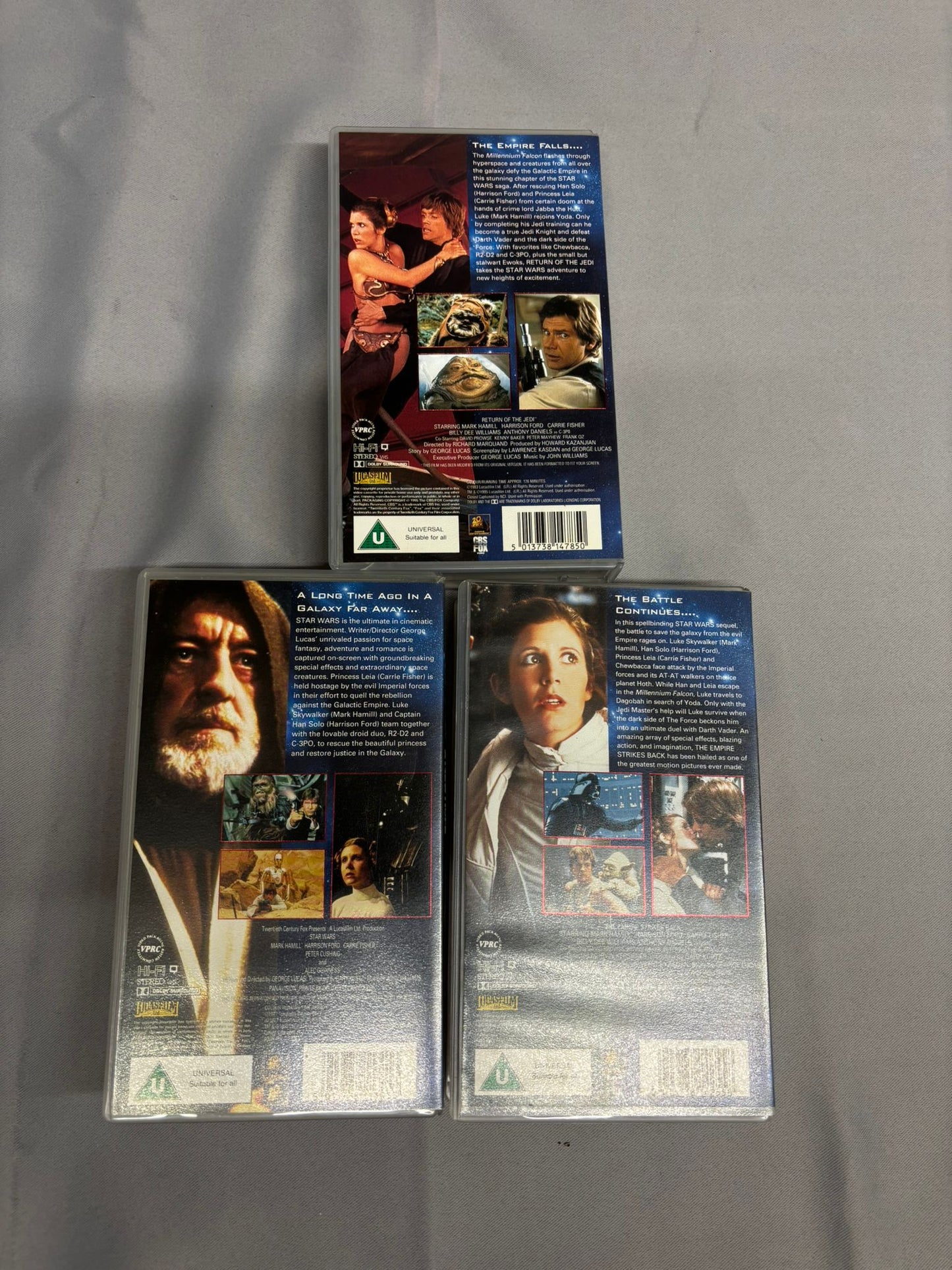 Star Wars Original Trilogy IV V VI  VHS 1990s George Lucas Return of the Jedi Empire Strikes Back