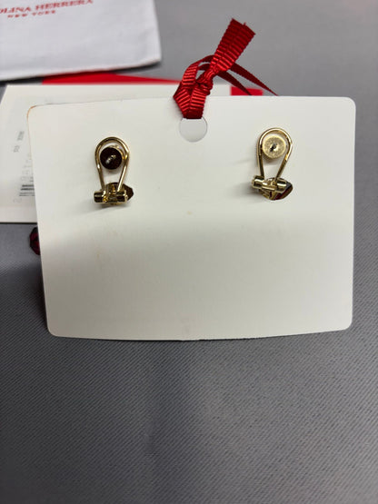 Caroline Herrera Red Tulip Enamel Flower Drop Earrings