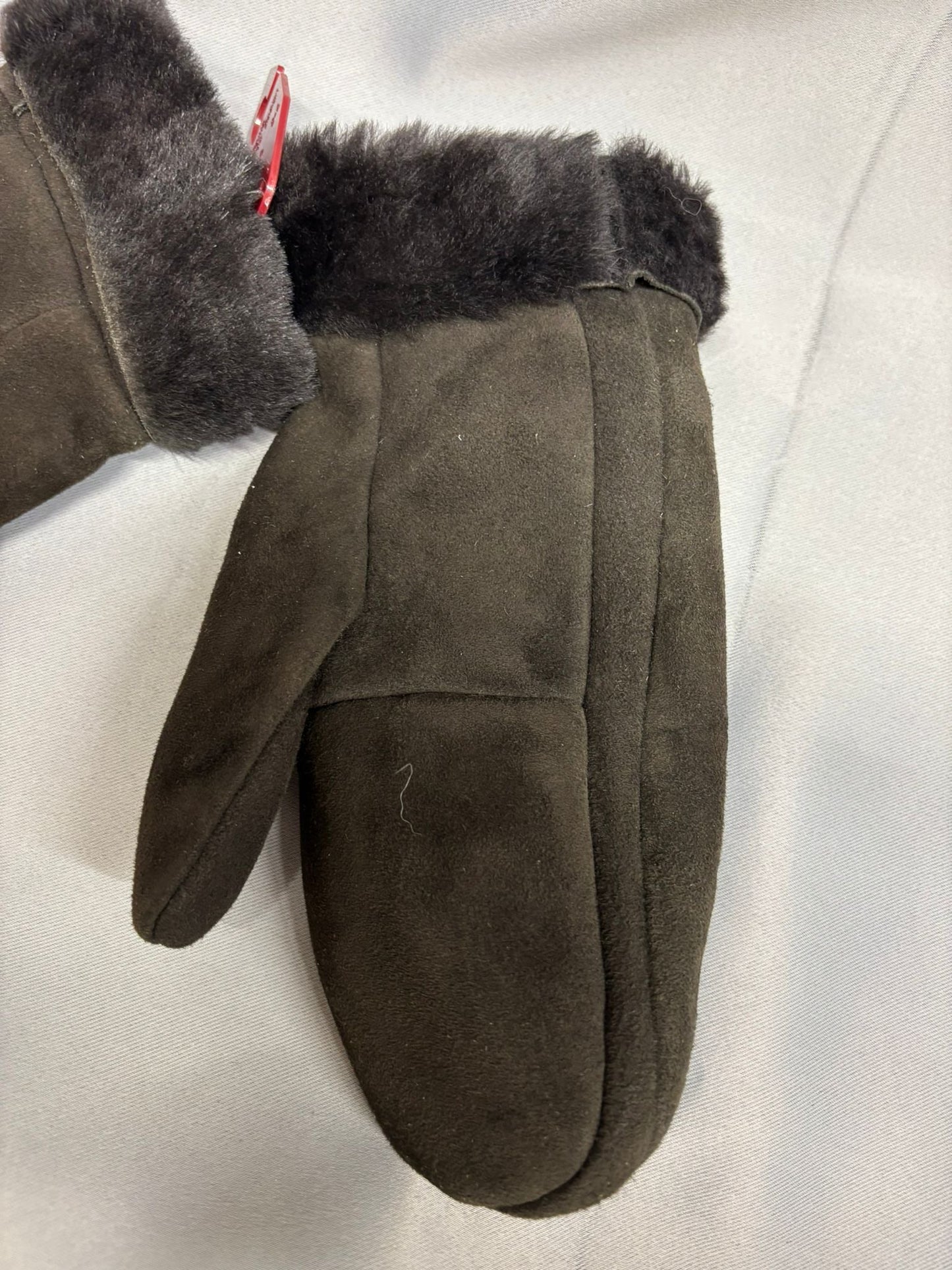 Dents Dark Brown Fur Lined Mittens Size L