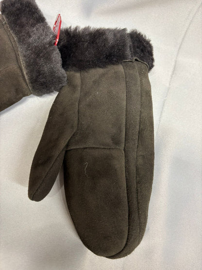 Dents Dark Brown Fur Lined Mittens Size L