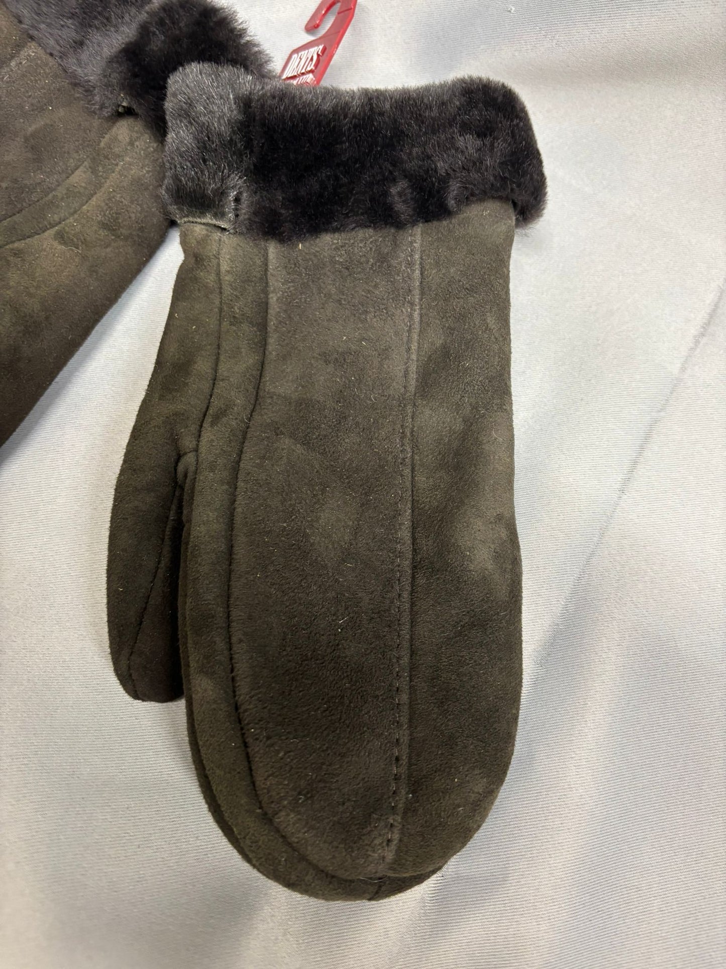 Dents Dark Brown Fur Lined Mittens Size L